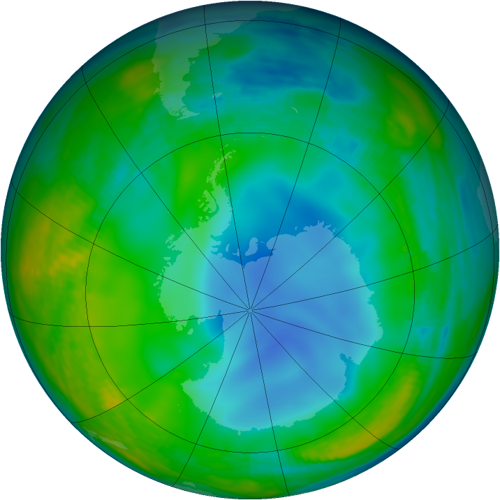 Antarctic ozone map for 29 June 1987
